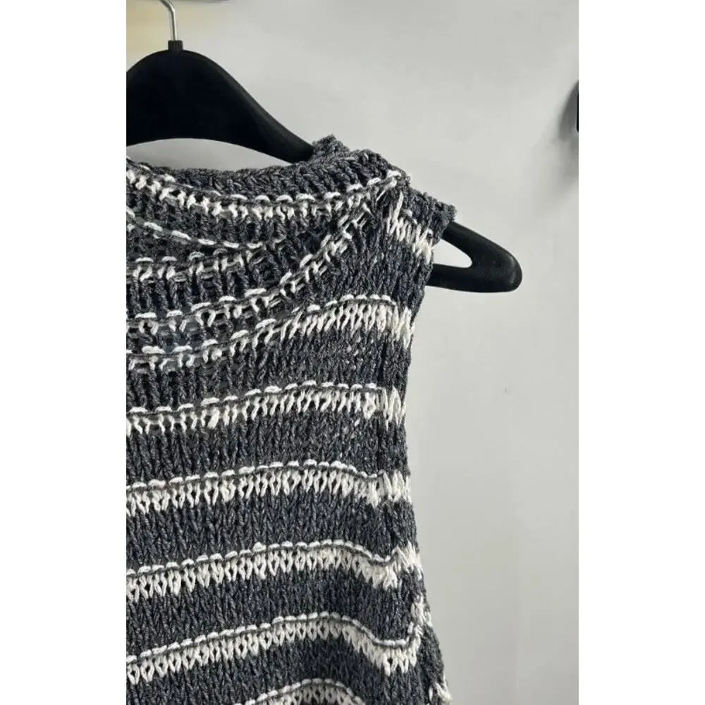 NWT Free People Folksong Midnight Striped Fringe Tunic Sweater Vest Size S